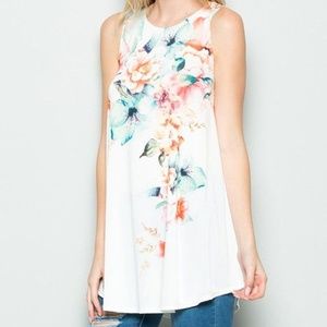 Watercolor Long Floral Top